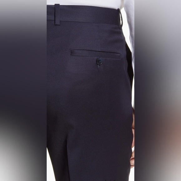 PETER MILLAR HARKER FLAT FRONT SOLID STRETCH WOOL NAVY DRESS UNHEMMED PANTS 42R - Picture 5 of 10